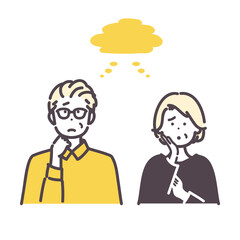 困っているシニア男女のアイコンイラスト