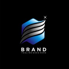 Abstract logo design for business company isolated on black background
