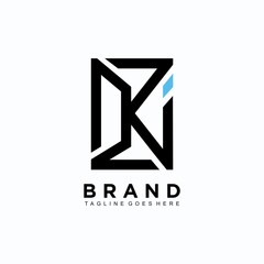 Monogram logo initial K and I with rectangle concept  for business company