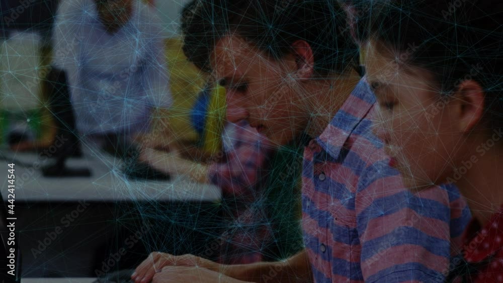 Poster Animation of network of connections over students using computers