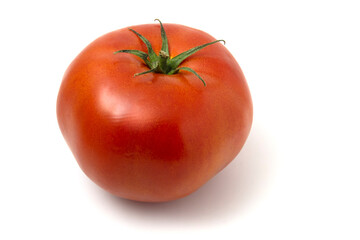 Red tomato isolated on white background.