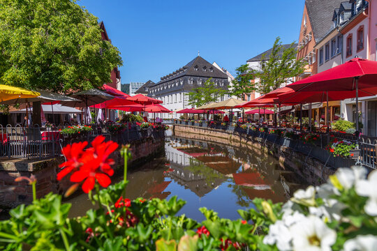 Saarburg city center, Am Markt, Germany in summer