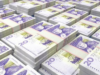 Swedish money. Swedish krona banknotes. 20 SEK kronor bills.