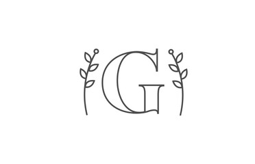 line design of G alphabet letter icon logo. Company business typography with flower pattern