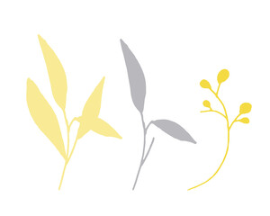 手書きタッチの草木ハーブシルエットイラストHandwritten touch vegetation herb silhouette illustration
