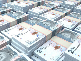 Colombian money. Colombian peso banknotes. 2 COP pesos bills.