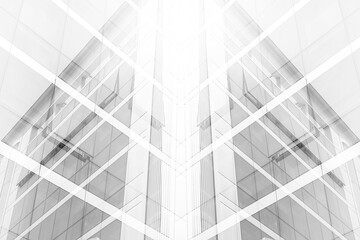 modern architecture background of a business center in black and white.