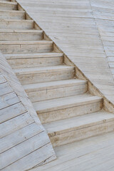 Wooden stairway on wooden terrace