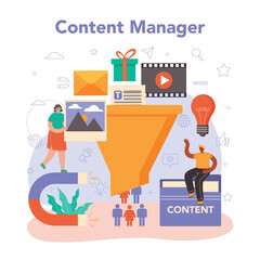 Content manager concept. Idea of digital strategy and content
