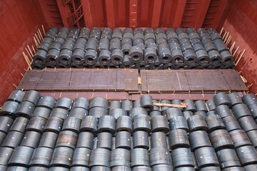 Stowage and lashing of steel products, hot rolled steel plates and coils inside cargo hold of bulk...
