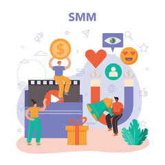 SMM social media marketing concept. Advertising of business