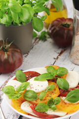A plate with Italian salad caprese