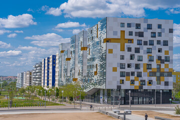 Nanterre, France - 05 02 2021: La Defense district. View of modern buildings from Terrace of the...