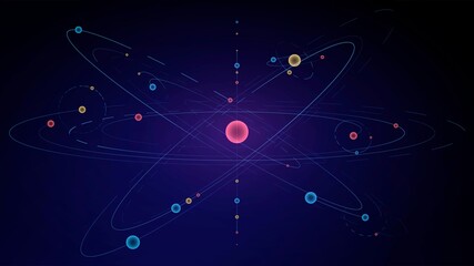 Bright schematic solar system with multicolored planets