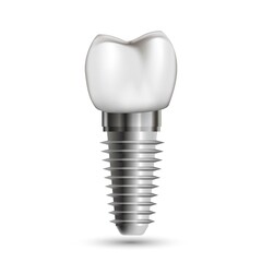 One vector dental implant on white background