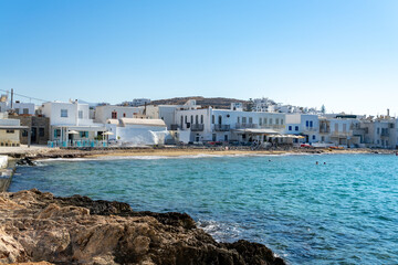 Panoramic view of Naoussa village, Paros island, Greece. Popular tourist destination in Europe.
