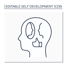 Affirmations line icon. Positive reminders or statements. Encourage and motivation for achieving goals. Self-development concept. Isolated vector illustration. Editable stroke