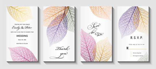 Wedding invitation.  Background with leaf vein. Vector illustration.