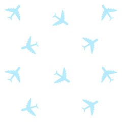 Plane seamless pattern. Background with airplane icons.