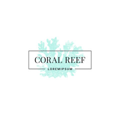 Coral reef logo. Blue coral on white background - 442420994