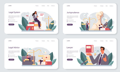 Lawyer web banner or landing page set. Law advisor or consultant