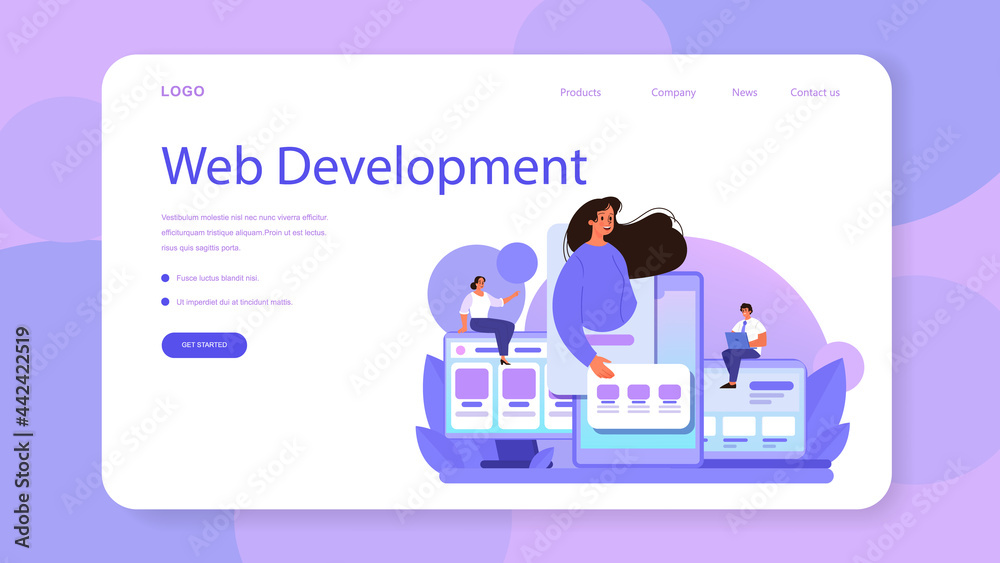 Poster responsive web design web banner or landing page. adaptive content