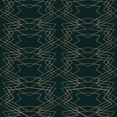 Vector golden geometric art deco seamless pattern