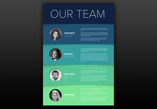 Company Team Presentation Template with Blue Green Stripes