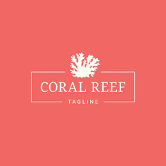 Coral reef logo. Reef on coral background