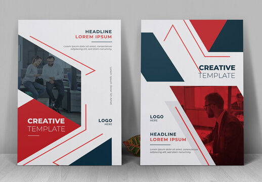 Red Corporate Book Cover Layout with Vector Layout