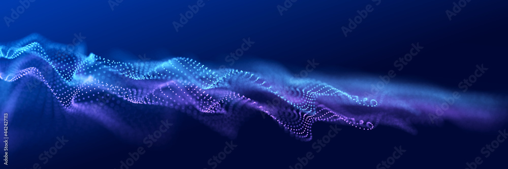 Aufkleber Futuristic wave. Technology background. 3D visualization of big data. Analytical presentation. 3D rendering.