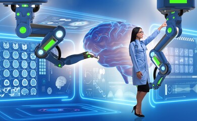 Brain surgery done by robotic arm