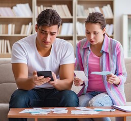 Young family discussing family finances