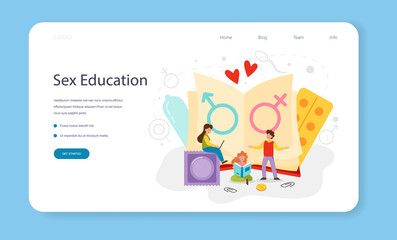 Sexual education web banner or landing page. Sexual health lesson