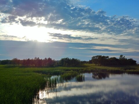sunset over lake