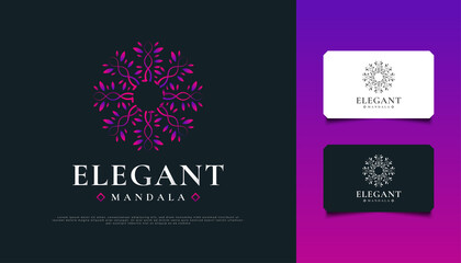 Elegant Colorful Mandala Logo Design. Nature Floral Ornament, Suitable for Spa, Beauty, Resort, or Cosmetic Product Brand Identity