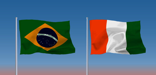 コートジボワールとブラジルの国旗