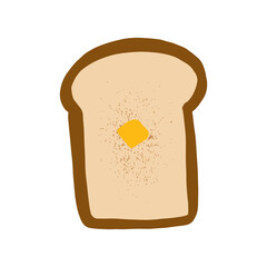 Hand drawn bread toast with melted butter vector illustration
