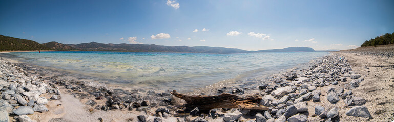 Fototapeta na wymiar panorama of Salda is a large and clean lake of Turkey 