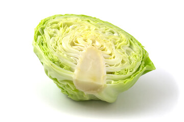 Half of white cabbage isolated on white background