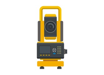 Total station. Theodolite. Simple flat illustration
