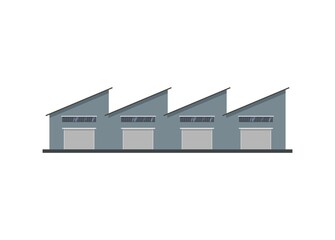 Warehouse with zigzag roof, simple flat illustration