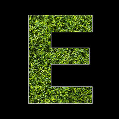 Uppercase letter E - Artificial grass background texture