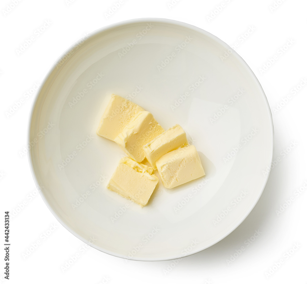 Sticker butter pieces in a bowl