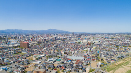 ［福島県］郡山市の街並みの空撮