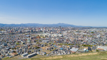 ［福島県］郡山市の街並みの空撮
