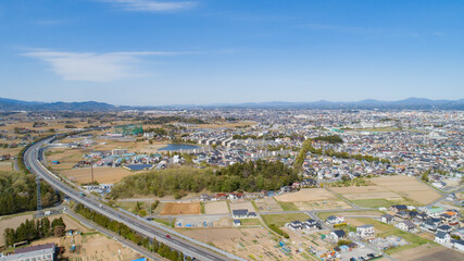 ［福島県］郡山市の街並みの空撮