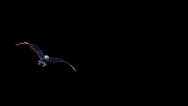 Bald Eagle - USA Flag - Flying Transition - VIII - Alpha Channel - 3D Animation