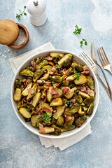 Brussel sprouts cooked with bacon, side dish recipe