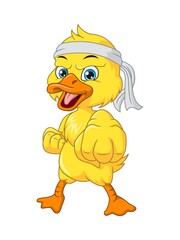 Cartoon cute little duck karate